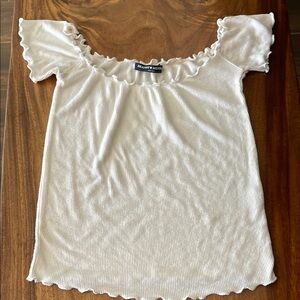 White Ruffled Flutter Sleeve Blouse